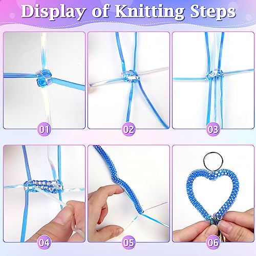 Cridoz Lanyard Kit, Boondoggle & Gimp String Weaving Kit with 25 Rolls Plastic Lacing Cord, 50 Pcs Keychain Lanyard Accessories