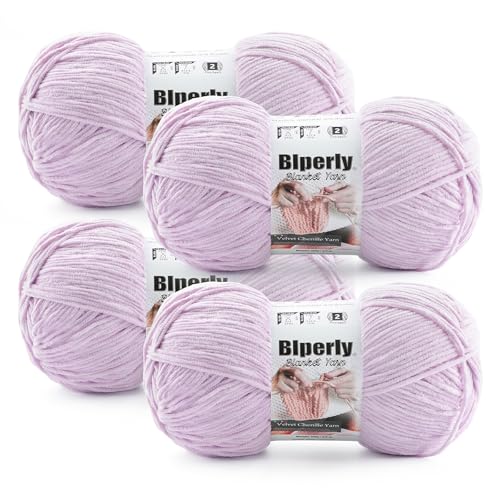 Skinny Chenille Yarn for Crocheting #2 Purple Soft Baby Blanket Fluffy Yarn | 4 Pack of 314 Yds, 3.5 Oz Sport Fingering Weight Fine Yarn, Plush Thin Velvet Yarn for knitting Blankets, Amigurumi Yarns - color: Light Purple