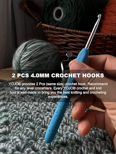 2Pcs 4.0mm Crochet Hooks, Ergonomic Crochet Hook for Arthritis | Knitting Needles for Beginners,Extra Long, Smooth, Comfortable for Knitting Sweaters,Scarves and Hats(Size G / 4.0mm) - size: 4.0mm