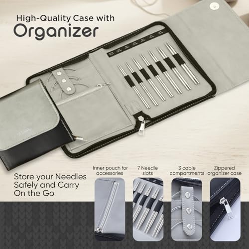 KnitPro Stelo Midi Normal Interchangeable Needle Set 5" (13cm) | 7 US Sizes (2.5 to 8) - size: Midi