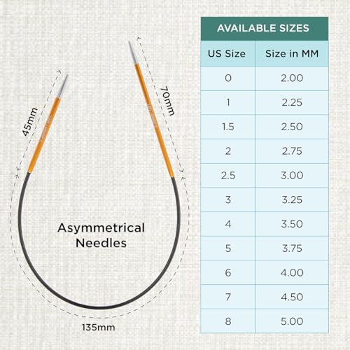 KnitPro Zing Fixed Circular Needles Asymmetrical 10" (25cm) | US Size 1 (2.25mm) - size: US 1 (2.25mm)