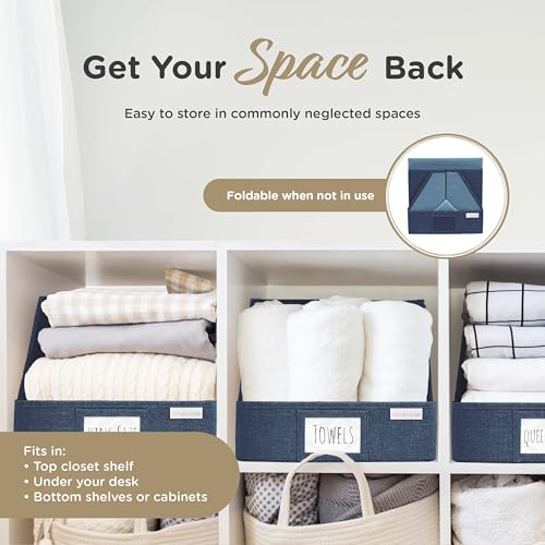 Open Front Trapezoid Closet Bins, Closet Storage Organizer for Shelves - color: Navy Blue