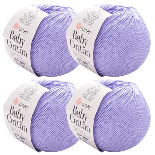 YarnArt Baby Cotton Yarn 4-Pack – Soft Knitting Yarn for Baby & Summer, 50% Cotton 50% Acrylic, 1.76 Oz Each, 180.44 Yds/Skein – Ideal for Amigurumi & Crochet Projects (417) - color: 417