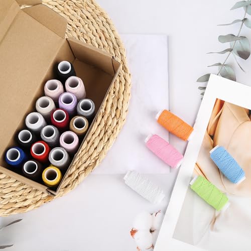 22PCS Elastic Thread for Sewing Machine 0.6mm, 20m Elastic Sewing Thread for Sewing Machine for Shirring,Serger,Overlock Machines Quilting Knitting,Weave,DIY
