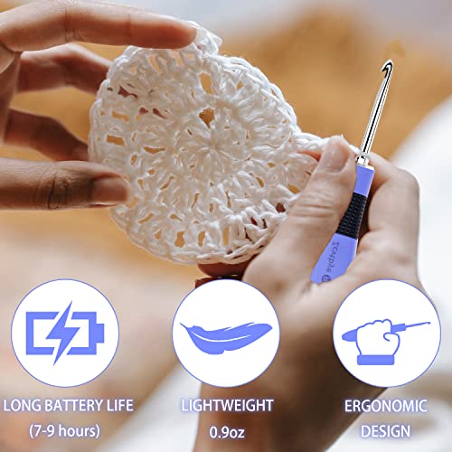 Counting Crochet Hook Set with Case – 12 Sizes Interchangeable Metal Heads (2.0–8.0mm), Rechargeable Light Up Crochet Hook with Digital Counter, Ergonomic Crochet Hooks Kit for Beginners & Experts - size: 12 Crochet Hook