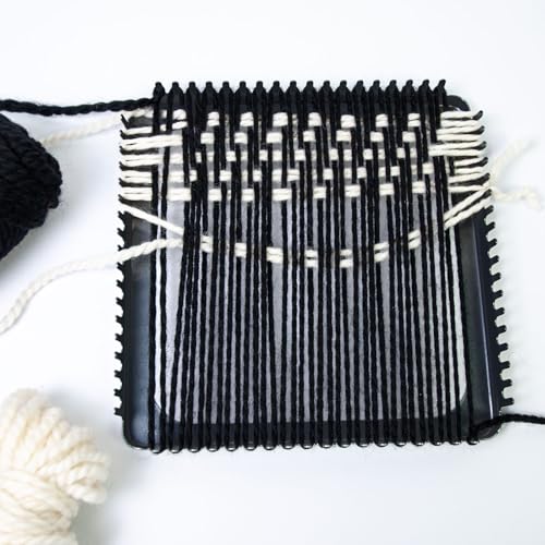 ULIONTAC Solid Metal Square Weaving Loom Tool Potholder Set (7 inch, Black) | Crochet Knitting Sewing DIY Set Craft Elastic Hoop and Yarn Weave Plate Beginner-Friendly - color: 7inch, Black