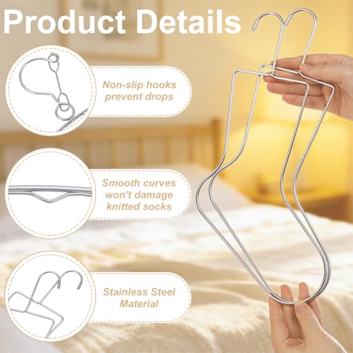 UNICRAFTALE 7Pcs 4 Styles Sock Blockers Stainless Steel Laundry Drying Hanger Rack Sock Dryings Rack Hanger for Fast Drying and Displaying Hand Knitted Socks Laundry Room Organizer - size: 27/31.9/34cm Long