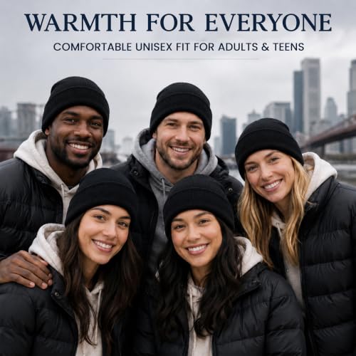 Yacht & Smith Wholesale Beanie and Glove Winter Bulk Kit, Kids Adults Bulk Sets, Homeless Donation Shelters - color: 12 Packs Adults Black