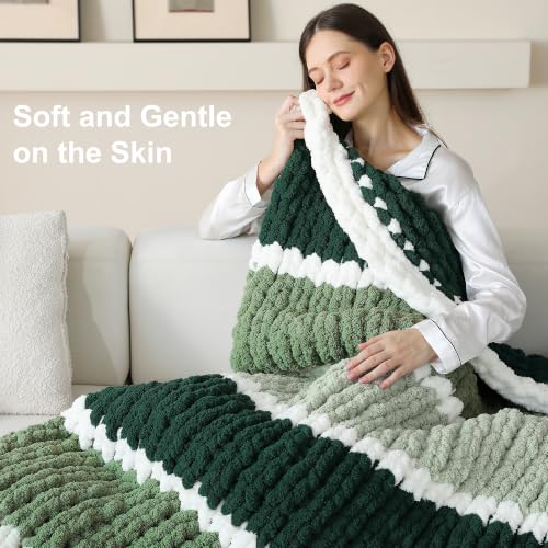 Chunky Yarn for Hand Knitting, #10 Chunky Blanket Chenille Yarn, Large Bulky Thick Jumbo Yarn, Super Chunky Knit Yarn for Crocheting, 8 Skein (8 oz 22 yds Each Skein), White & Multi Green - color: Cream & Sage & Smoky Green & Forest Green