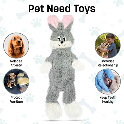 FGA MARKETPLACE Frog-Grey and Pink Rabbit Flat NO Stuffing NO Squeak Plush Dog Toy, Funny Style Will Entertain Your Pet for Hours, Recommended for Small and Medium Dog 21 INCH Long - color: FROG GREY PINK RABBIT