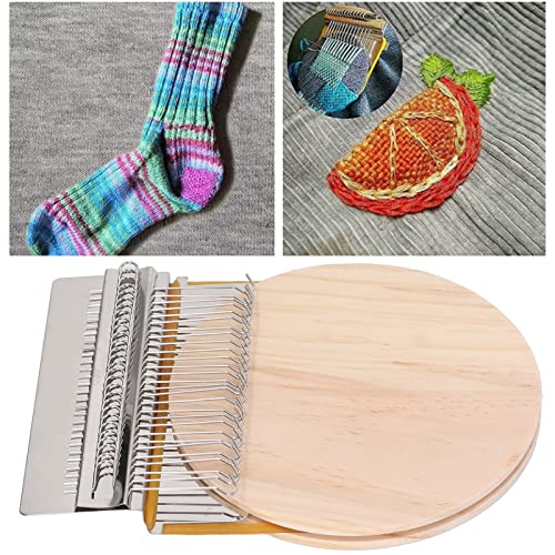 Darning Loom Speedweve Type Weave Tool, 28 Hooks Quickly with Stainless Steel Hooks, Small Weaving Loom for Quick Mending and DIY Crafts - Convenient Mini Loom Machine for Clothes and Socks Repair