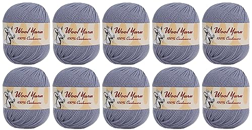 100% Cashmere Wool Yarn (Pack of 10) by Yonkey Monkey 500gr Imported Knitting Crochet (Light Gray 14) - color: Light Gray 14