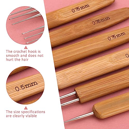 QMNNMA Crochet Needle for Loc, 48 Pcs Dreadlock Crochet Hook for Hair | 6 Pcs Dreadlock Crochet Needle for Hair, Different Size Bent Latch Hook, Crochet Hooks for Hair Braiding with Green Case - color: green