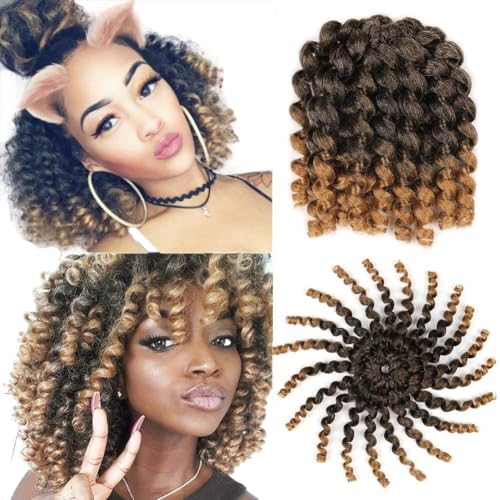 3 Packs Jamaican Bounce Crochet Hair 8 Inch Wand Curl Crochet Hair Curly Bounce Crochet Braids Hair Extension Twist Hair(1B/27#) - color: 1B/27#, size: 8 Inch (Pack of 3)