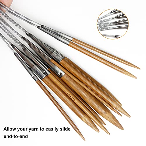 Mdoker Bamboo Circular Knitting Needle Size 9 16 Inch Circular Knitting Needles for Handmade Knitting DIY and Any Weaven Yarn Projects(US Size 9,5.5mm) - size: US-9-(5.5mm)