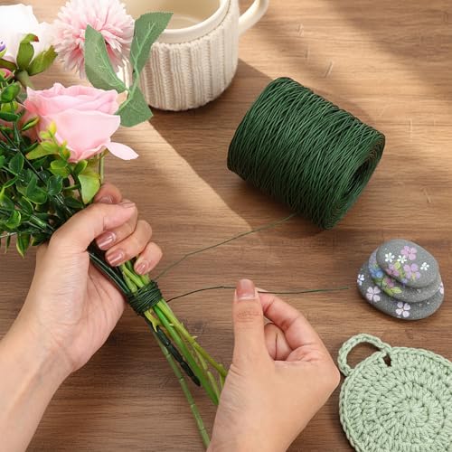 Syhood 1345 Feet Floral Vine Bind Wire Rustic Craft Wire, Deep Green | For DIY Craft Wrapping, Flower Bouquets Garland Arrangements, , Christmas Wreath Making - color: Deep Green, size: 1345 Feet