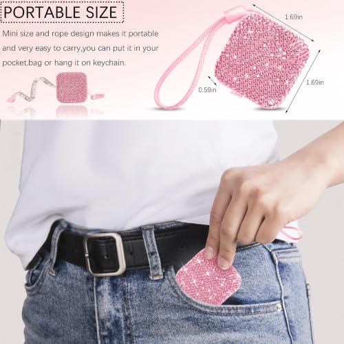 SlowVibes Bling Pink Diamond Retractable Body Measuring Tape, 60 Inch | Dual-sided vinyl cloth tape with rope for waist, fabric,body measurements, sewing, tailor,knitting, weight loss - color: Pink