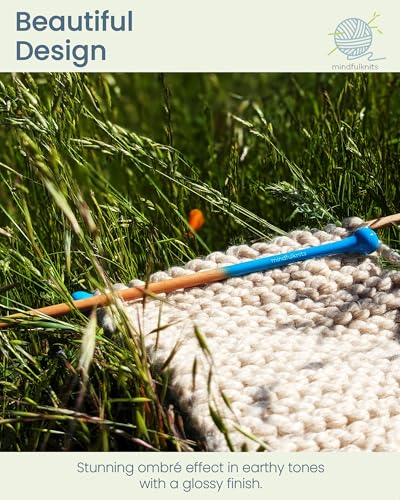 mindfulknits Premium Straight Single Pointed Beech Wood Knitting Needles – Size US 8, 5mm – 30cm Length – Straight Needle Set - Crafting & Knitting Supplies for Relaxation & Stress Relief (US8, 5mm) - size: US8, 5mm