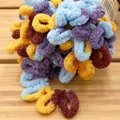 JubileeYarn Fun Finger Loops Yarn - 100g/Skein Jumbo Polyester - Iris - 6 Skeins - color: 111 Iris