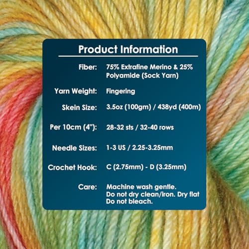 KnitPro Symfonie Fingering Weight Merino Wool Yarn 100g, Mystic Lagoon | 75% Extrafine Merino & 25% Polyamide, 438yds, OEKO-TEX Certified, Superwash, Colorfast, #1 Yarn Skein for Knitting & Crochet - color: Mystic Lagoon
