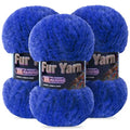 Faux Fur Yarn Soft Fluffy for Crocheting - 3 Skeins(Each 3.5oz/100g, 71yd/65m) - Chunky & Fluffy Yarn for Crochet Amigurumi, Blankets, Hand Knitting, Scarves &Crafts (3, Sapphire Blue) - color: Sapphire Blue