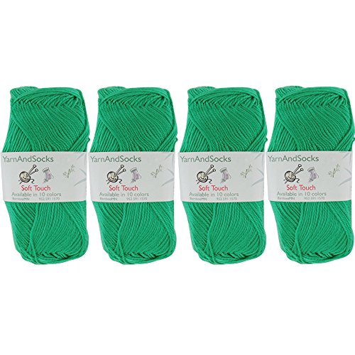 JubileeYarn Soft Touch Yarn - 50g/Skein Sport Acrylic - Vine Green - 4 Skeins - color: Vine Green, size: 4 Skeins