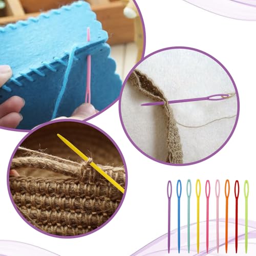 100 Pcs 2.7" & 3.5" Large Eye Plastic Sewing Needles, Yarn Needles, Tapestry Needle Weaving Darning Needles Safety Plastic Lacing Needles Crochet Accessories for DIY Beginner Sewing Handmade Crafts