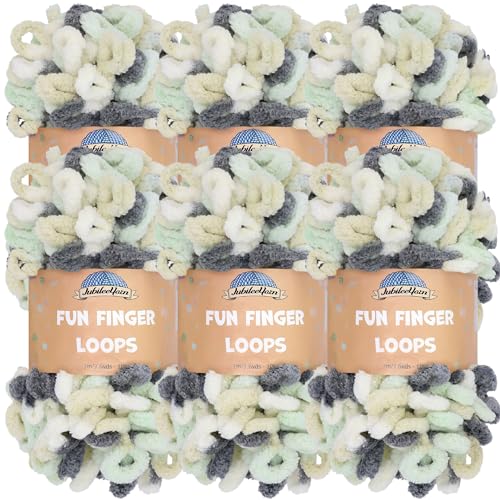 JubileeYarn Fun Finger Loops Yarn - 100g/Skein Jumbo Polyester - Artemis - 6 Skeins - color: 118 Artemis