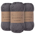 Re-Cotton Knitting Yarn 3X 100g / 3.52oz (Storm Grey, 3 Pack) - color: Storm Grey