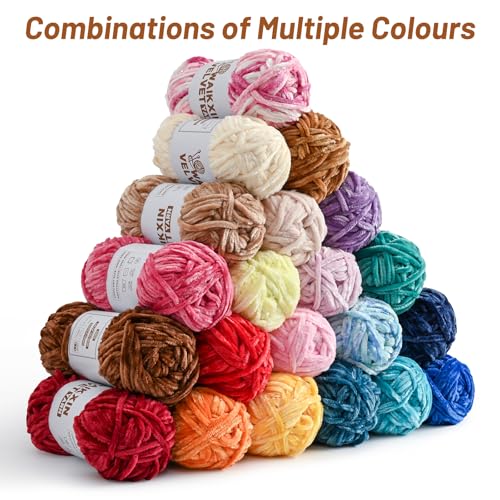 Chunky Chenille Yarn for Crocheting, Baby Yarn for Crocheting Soft, Plush Velvet Yarns, 100g (87.4 yds) Fluffy Yarn for Crochet Amigurumi (Pale Purple) - color: Pale Purple