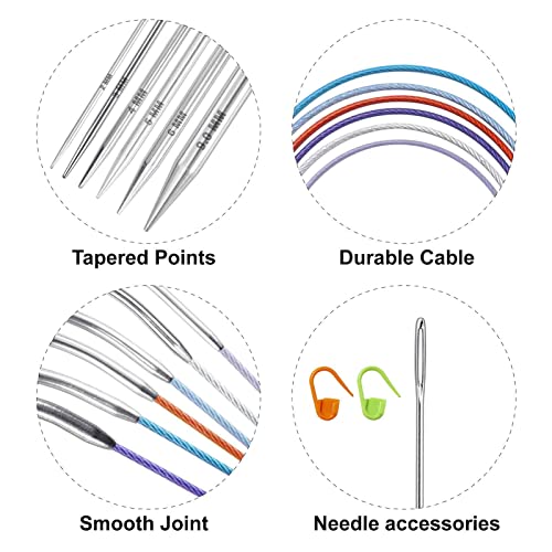 32 inch Stainless Steel Circular Knitting Needles Set for Beginners, 6 PCS US Size 0 2.5 6 8 10 13 Round Metal Knitting Needles with Magic Loop, Fixed Circle Needles for Sock, Blankets, Sweater, Scarf - color: Size US 0-2-6-8-10-13