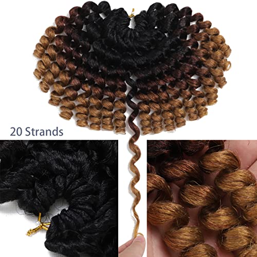 Jamaican Bounce Hair Extensions 8 inch Ringlet Wand Curl 3 Tone Blonde Brown Ombre Curly Crochet Braids 1B 30 27 Crochet Braiding Hair 60 Roots - color: T1/30/27, size: 8 Inch (Pack of 3)