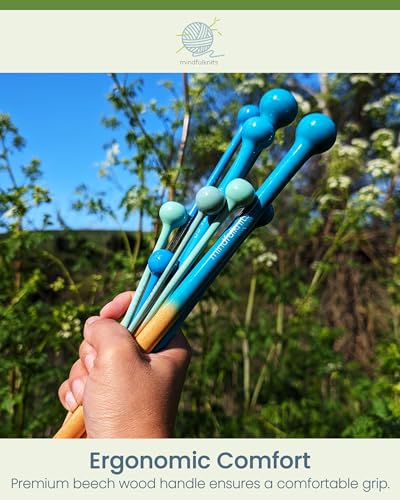 mindfulknits Premium Straight Single Pointed Beech Wood Knitting Needles – Size US 4, 3.5mm – 35cm Length – Straight Needle Set - Crafting & Knitting Supplies for Relaxation & Stress Relief (3.5mm) - size: US4, 3.5mm