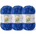 3 Pack Fuzzy Chenille Yarn for Crocheting, Velvet Baby Blanket Yarn for Crocheting, Soft Plush Yarn for Hand Knitting, (300 g/393yds) Fluffy Amigurumi Crochet Yarn (3 Royal Blue) - color: 3 Royal Blue