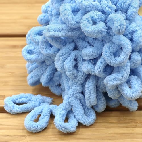JubileeYarn Fun Finger Loops Yarn - 100g/Skein Jumbo Polyester - Maritime Blue - 1 Skein - color: 005 Maritime Blue, size: 1 Skein