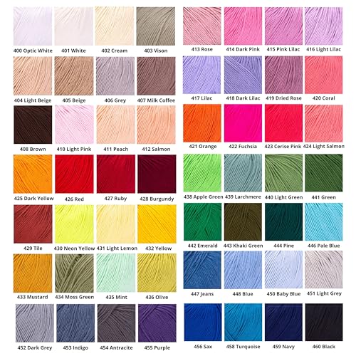 YarnArt Baby Cotton Yarn - Soft Knitting Yarn for Baby & Summer, 50% Cotton 50% Acrylic, 1.76 Oz, 180.44 Yds, Ideal for Amigurumi & Crochet Projects (400) - color: 400
