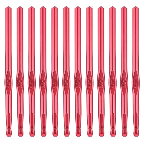 8 mm Crochet Hook 12 PCS Aluminum Large Crochet Hooks Bulk Knitting Needle US Size 11 Crocheting Needles for DIY Craft Yarn Weave Beginners Women Adults - color: 8mm