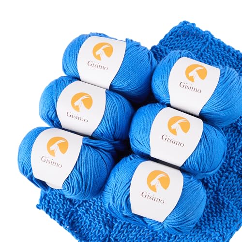 Merino Wool Yarn for Knitting & Crocheting - 35% Wool, 65% Acrylic - color: Blue, size: 6 Balls