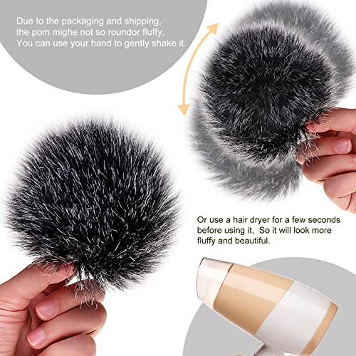 Tatuo 16 Pcs Faux Fur Pom Poms for Hat 4 Inches Large Fluffy Pom Balls for Craft Knitting Beanie Shoe Scarf Bag Pompom Valentine Keychain Charm Winter DIY Accessory (Black,Gray,Brown,White,Natural) - color: Black, Gray, Brown, White, Natural