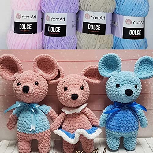 Yarn Art Dolce Yarn 100% MicroPolyester Velvet Blanket Amigurumi Super Bulky :6 Baby Chenille Yarn (1 Skein, 744-LILAC) - color: 744-LILAC
