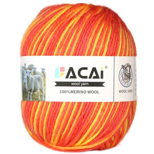 Facai Merino Wool Yarn Sock Yarn - 100% Pure Merino Wool Roving for Knitting, 1-Ball Set, 3.5oz (240 Yards), Worsted Weight (1, Flamingos) - color: Flamingos