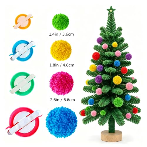 Amoboo Pom Pom Maker, 2 Sets 4 Sizes Fluff Ball Weaver Craft Tool | 4-size fluff ball weaver tool set, ideal for wool knitting and handmade decorative craft creations. - size: 8