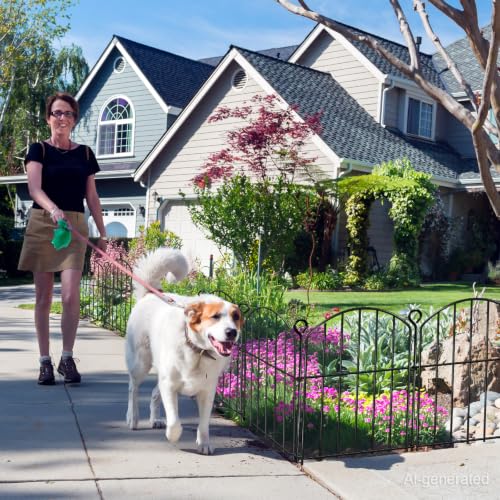 Decorative Garden Fence 17in (H) x20ft (L),Arched Rustproof Metal No Dig | Small Fence for Dogs & Rabbit,Ornamental Animal Barrier for Flower Beds,Border Panels Fencing for Yard & Patio Outdoor Decor - size: 20 Panels-17in(H) x 20ft(L) without Gate