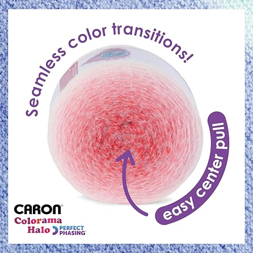 Caron Colorama Halo Cake Ombre Yarn for Crocheting, Rose Garden, 2-Pack | #5 Bulky Yarn, 71% Acrylic 18% Nylon 11% Polyester, Ombre Yarn Cake for Crochet & Knitting, 481 Yards, 227g/8oz per skein - color: ROSE GARDEN