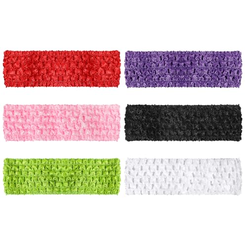 6 PCS Crochet Headbands for Women, Colourful Crochet Head Scarf Retro Knit Elastic Headbands, Soft Stretchy Headband for Parties Sports Activities