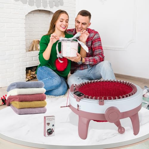 Rechargeable Knitting Machine Counter, Row Counter for Knitting Machine, Removable Magnetic Suitable for 32/40/48 Needle Row Digital Counter (Pink-1PCS)