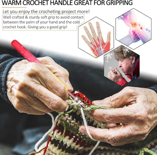 Coopay Warm Crochet Hook, Comfortable Crochet Hooks Set-Bright Fruit | Cute Crochet Needles for Crocheting Aluminum Soft Grip for Mum, Ergonomic Knitting Hook for Yarn Craft for Crochets Beginner - color: Bright Fruit