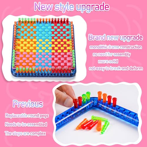 CCTVRTV Weaving Loom Kit Toys for Kids and Adults, DIY Arts and Crafts | for Boys and Girls Ages 5 6 7 8-12 13, Easy Potholder Loom Knitting Kits Gifts for Beginners, 252 Craft Loops - color: blue/orange+green+red