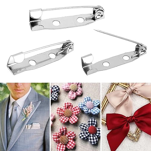 50 Pcs Silver Bar Pins, Safety Pins - Secure Back Clasp - Reliable Brooch Pins for Various Uses Locking Pins Backs Safety Clasp Brooch (32MM, Silver) - size: 32MM