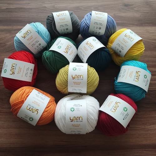 Babysoft Cotton Yarn, Yarn E-verse, 100% Organic Cotton, Soft & Hypoallergenic, Ideal for Baby Knitting, Crocheting, Amigurumi & DIY Projects, Organic Textile Certified, 50g (3, 141 Dark Beige) - color: 141 Dark Beige